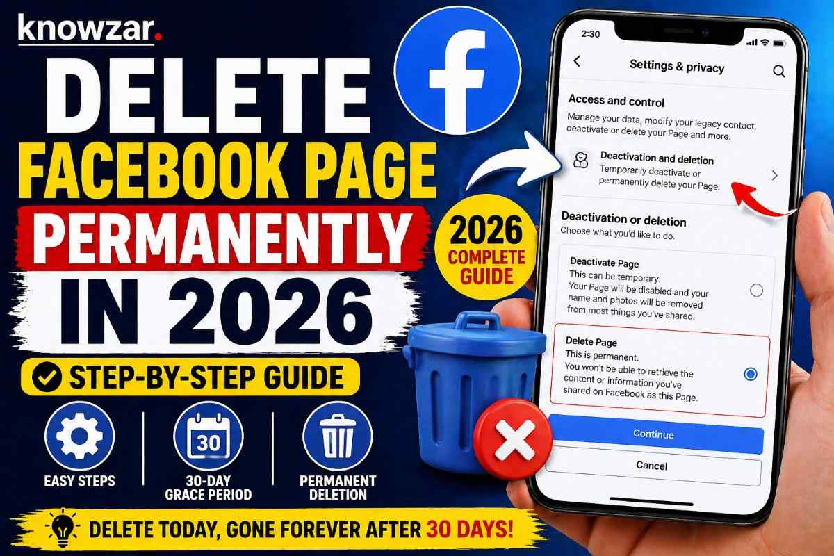 how to delete facebook page 2026